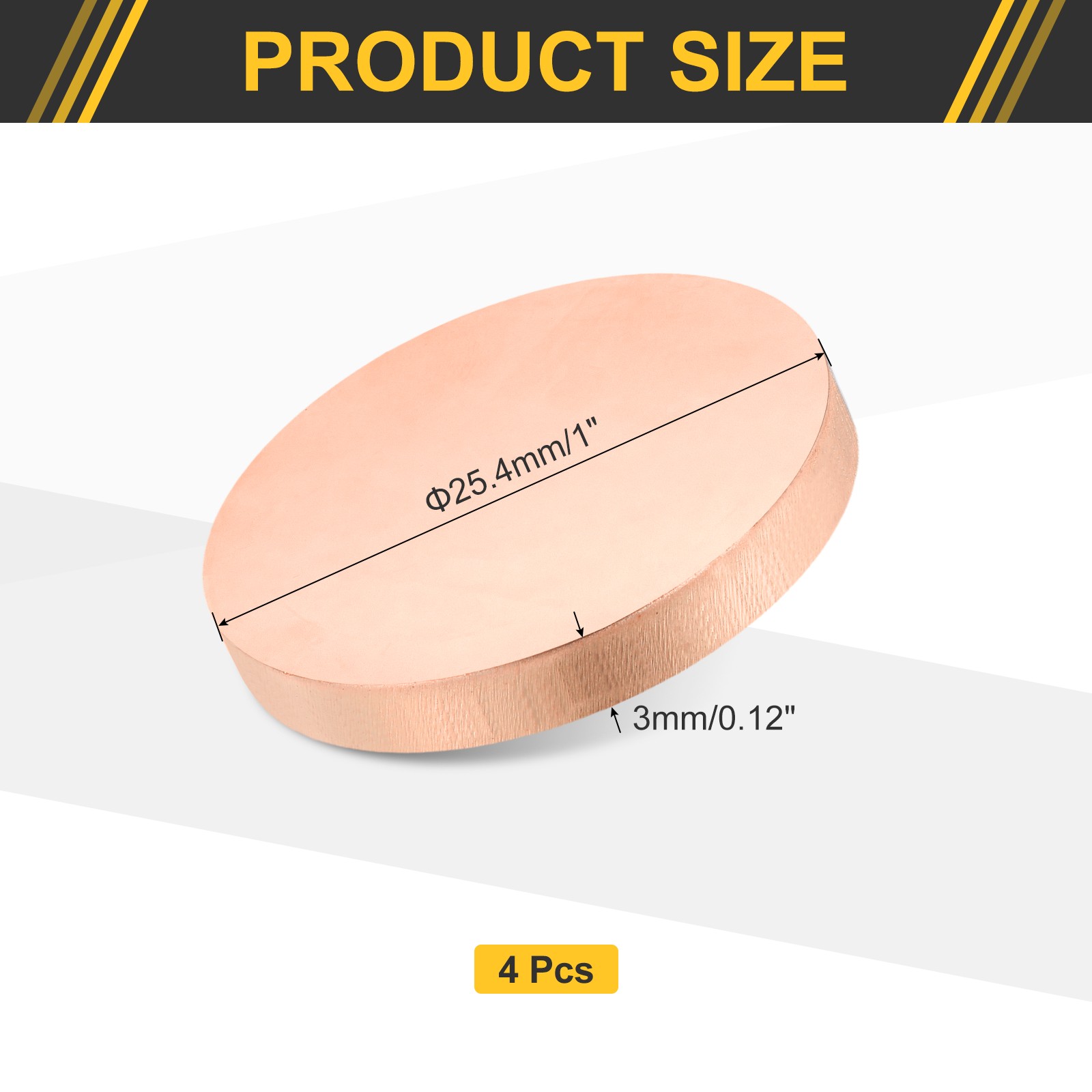 4 Pcs 0.12″ Thick 1″ Dia Copper Round Plate C1100 Pure Copper Sheet