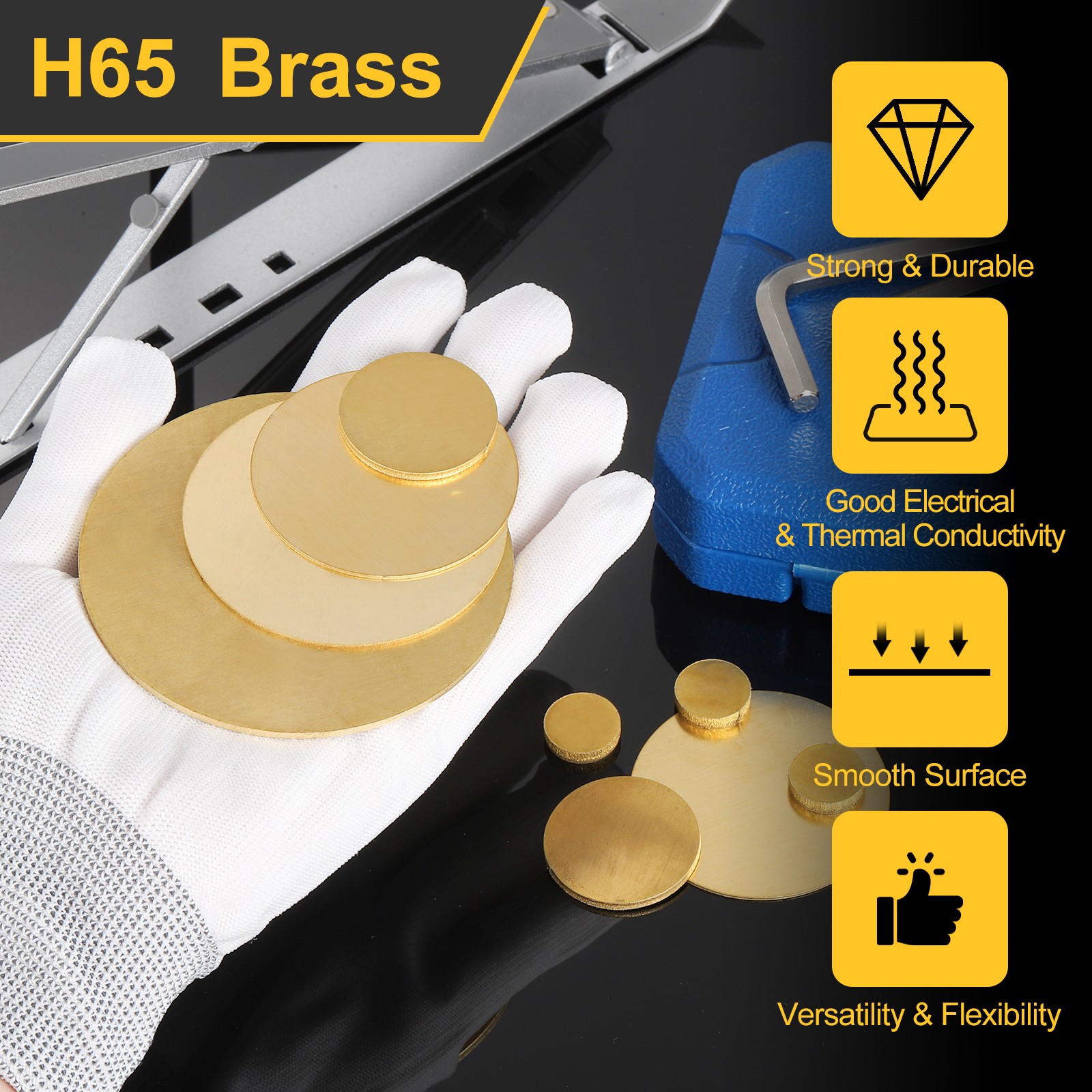 4 Pcs 0.03″/0.8mm Thick 2.4″/60mm Dia Brass Round Plate H65 Brass Round Sheet