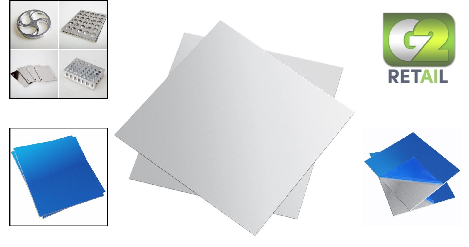 6061 T651 Rectangular Metal Plates, 6x6x1/8 Inch, Corrosion-Resistant Set of 2