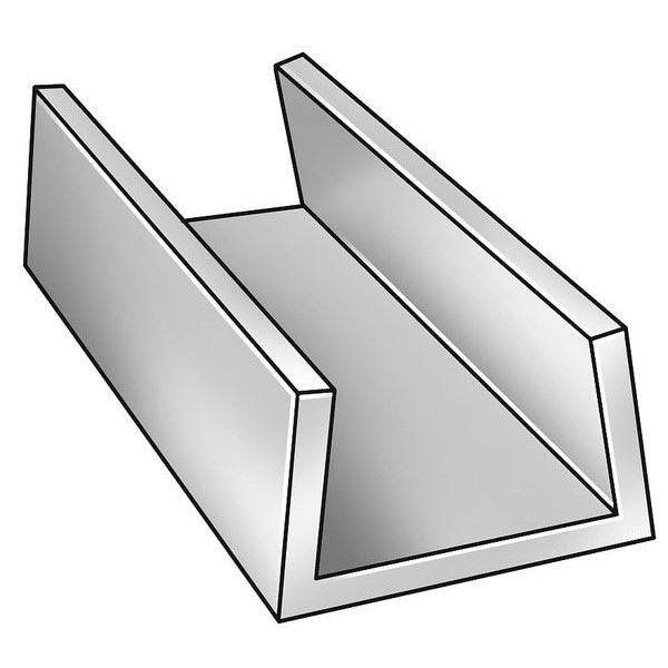 U-Channel, Al 6063, 1 In Leg, 2 In X 8 Ft, 6Aly4