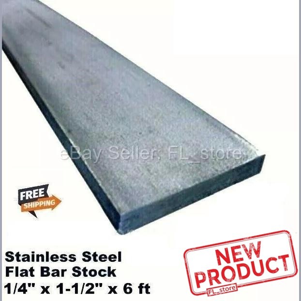 Stainless Steel Bar Stock 1/4″ Thick x 1-1/2″ Wide x 6 Feet Flat 304 Mill Finish