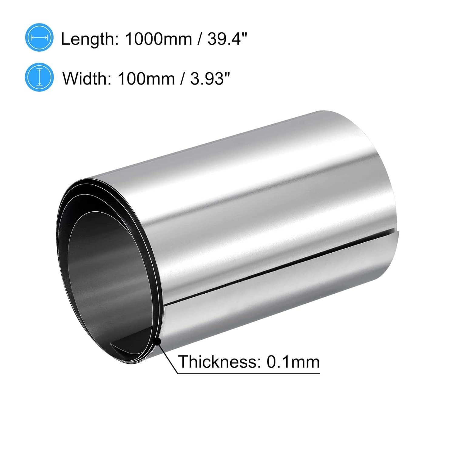 Durable 0.1mm Stainless Steel Sheet Roll – 100x1000mm for Various Applications