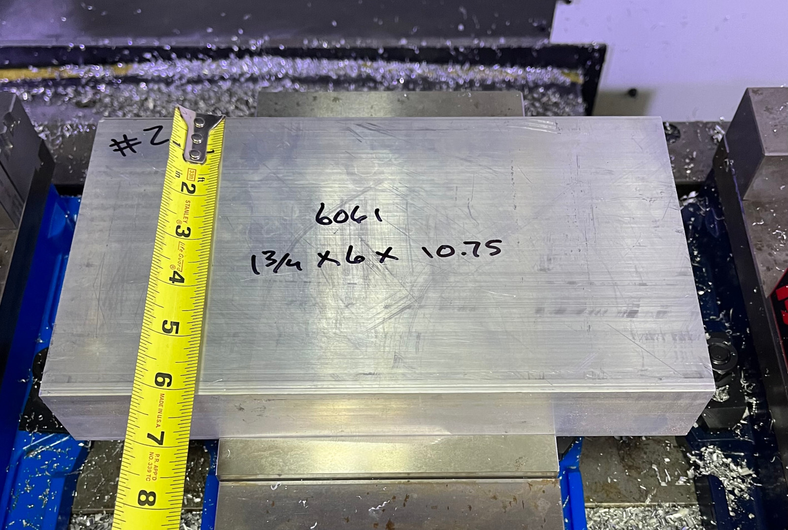 1-3/4″ X 6″ Aluminum 6061 Extruded Flat Bar 10.75″ long CNC Milling
