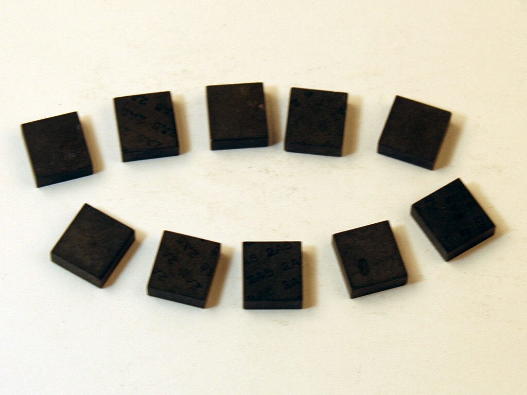 .130 X .380 X .415 (LOT OF 10) CARBIDE BLANKS GRADE UNKNOWN (E-3-4-1-5)