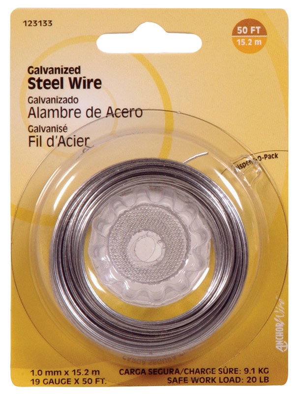 Hillman 123133-N 20 lbs. Capacity Galvanized Steel Wire 50 L ft. (Pack of 10)