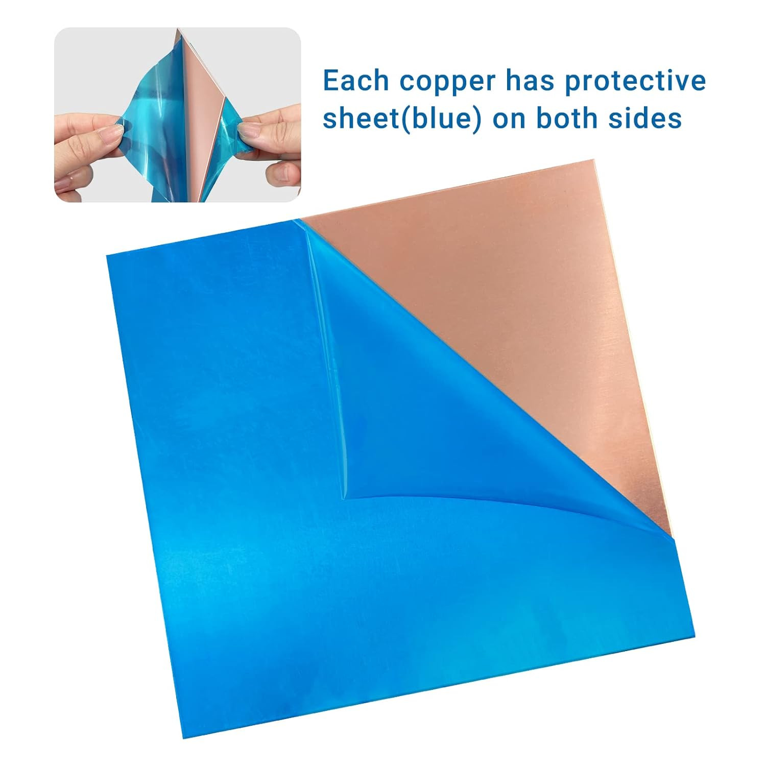2 Pieces 99.9% Pure Copper Sheet, 4″ X 4″,18 Gauge(1Mm) Thickness, Film Attached