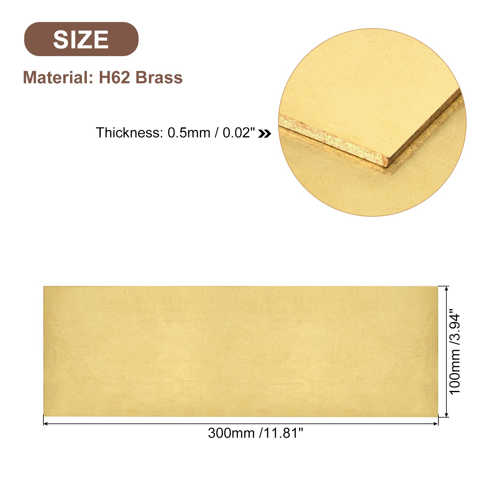 H62 Brass Sheet 12″ x 4″ Metal Sheets 0.02″ Thick Brass Plates for Industry
