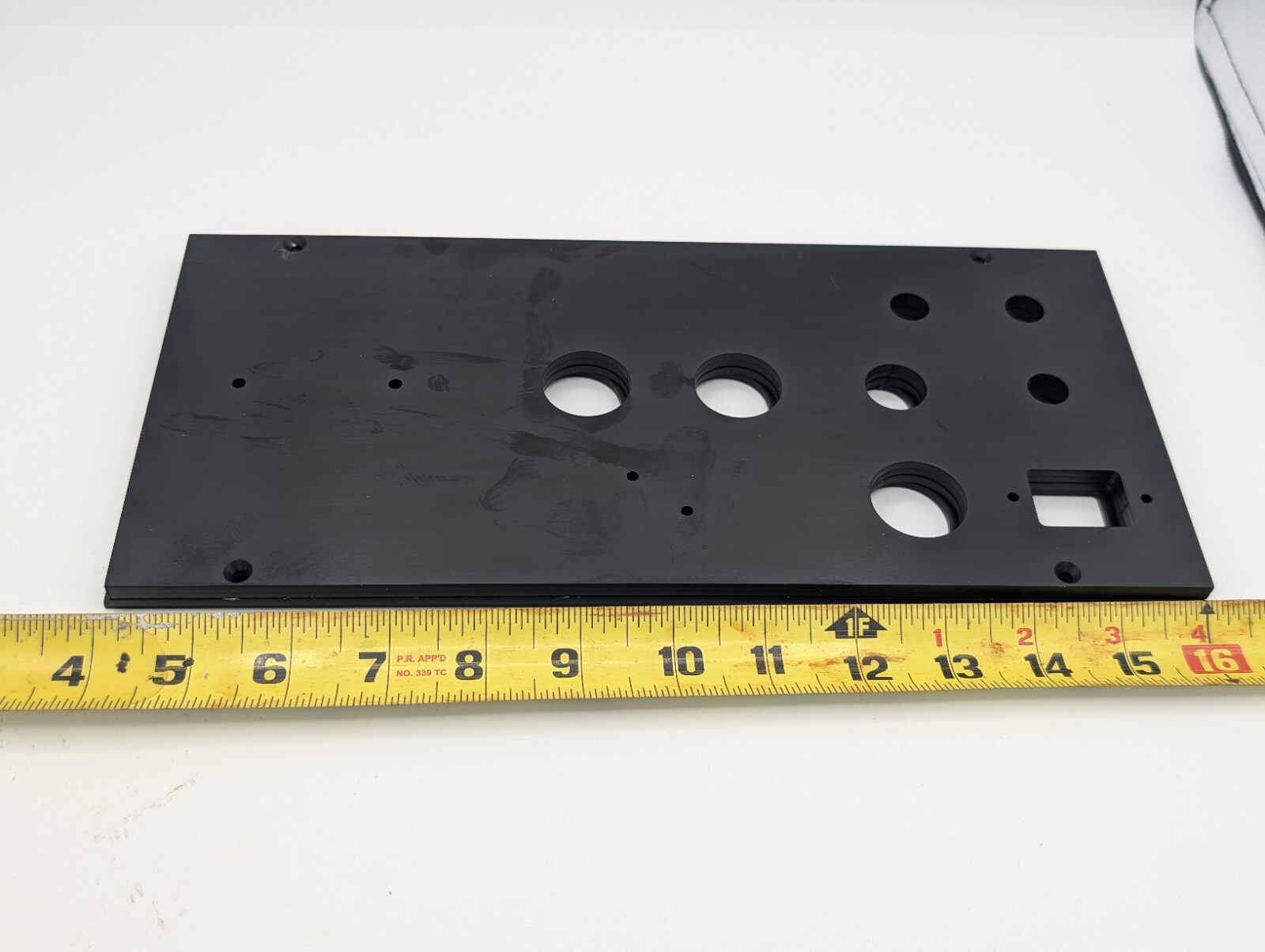 Lot Of 2 Aluminum plate or bracket 12″ X 5 1/2″ X 1/8″ machined Drilled Black