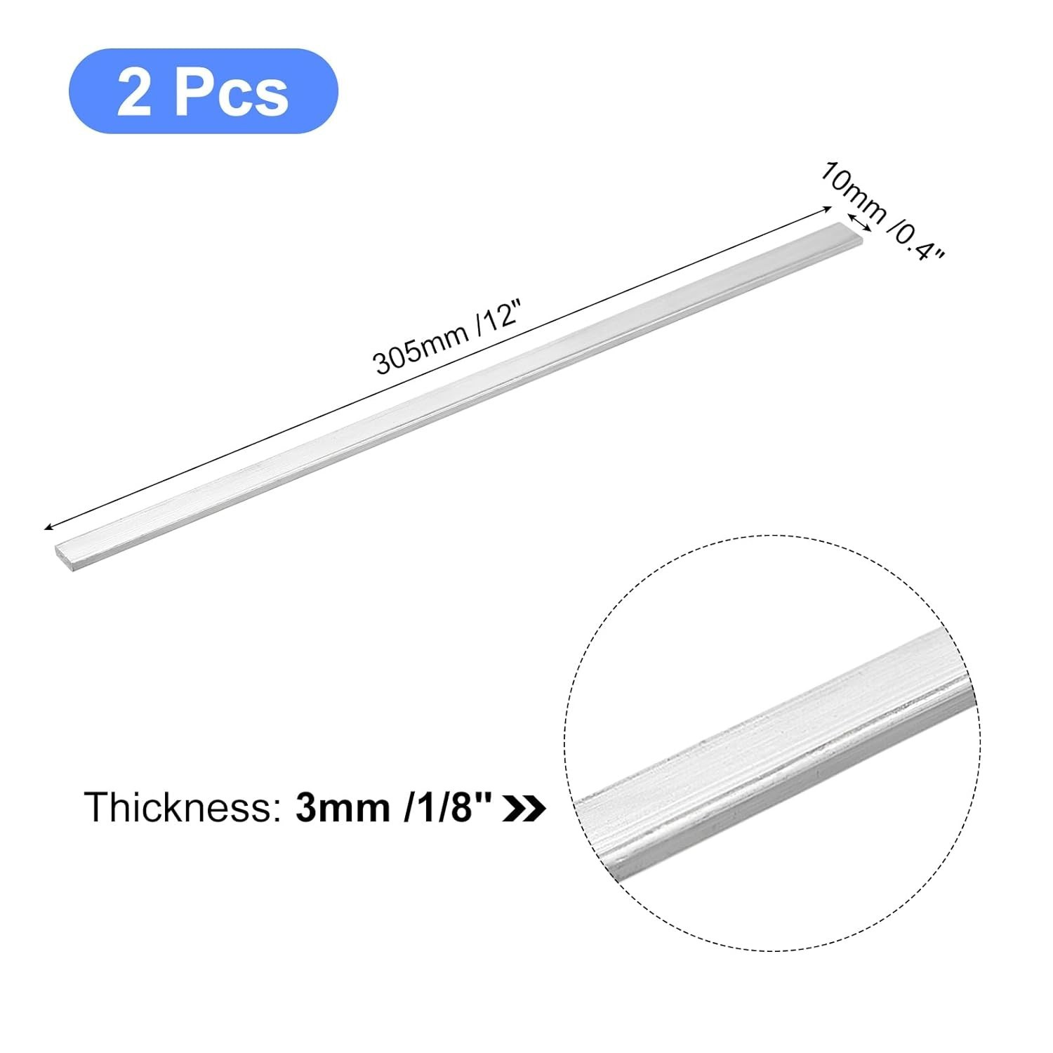 6061 Aluminum Flat Bar Set – 2Pcs, 3x10x305mm, Corrosion Resistant & Lightweight