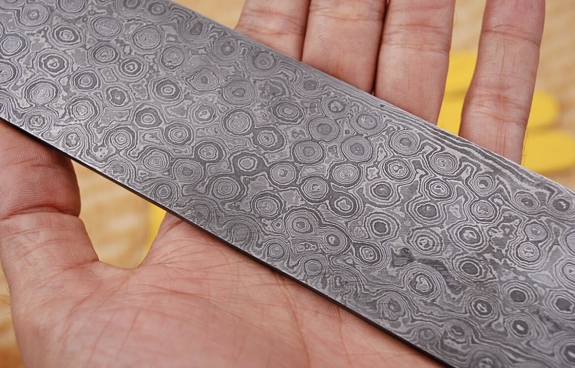 10 in Hand Forged DAMASCUS STEEL Billet Bar For Knife Making Rain Pattern 10 x 2
