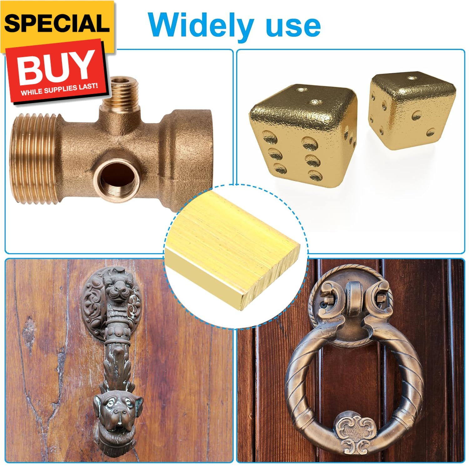 1/8 x 1/2 x 12″ H59 Brass Flat Bar, 2 Pcs Solid Flat Mill Stock for Crafting Mai
