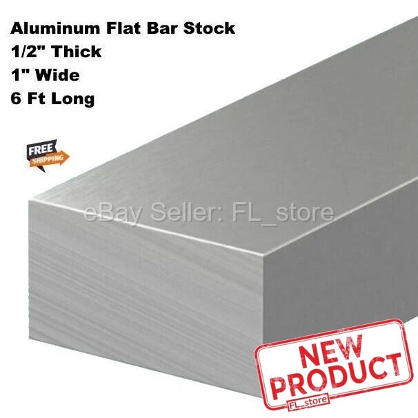 Aluminum Flat Bar Stock 1/2″ Thick x 1″ Wide x 6 Feet Long Unpolished Finish