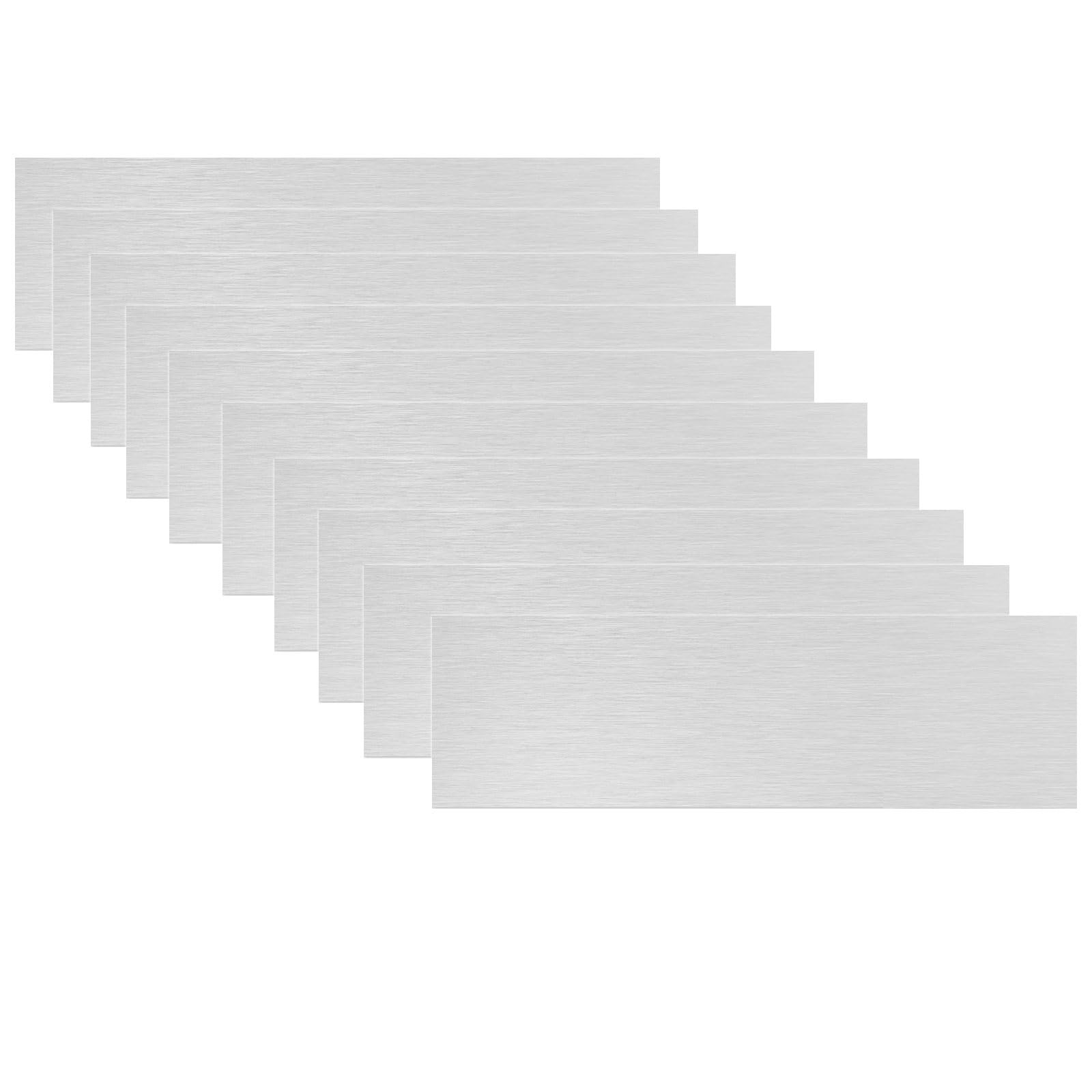 10 PCS 8x2x1/32 Inch Silver Anodized Aluminum Sheet 0.8mm Metal Engraving