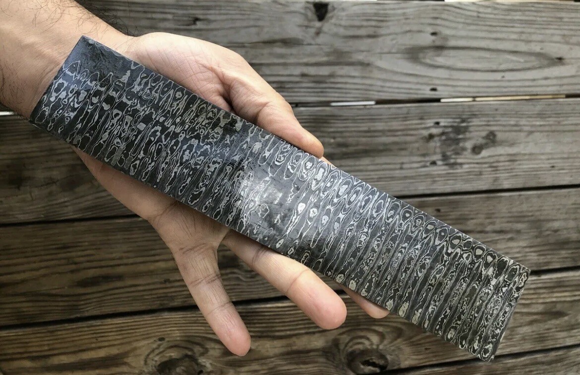 10 In Hand Forged DAMASCUS STEEL Billet Bar For Knife Making Ladder Pattern