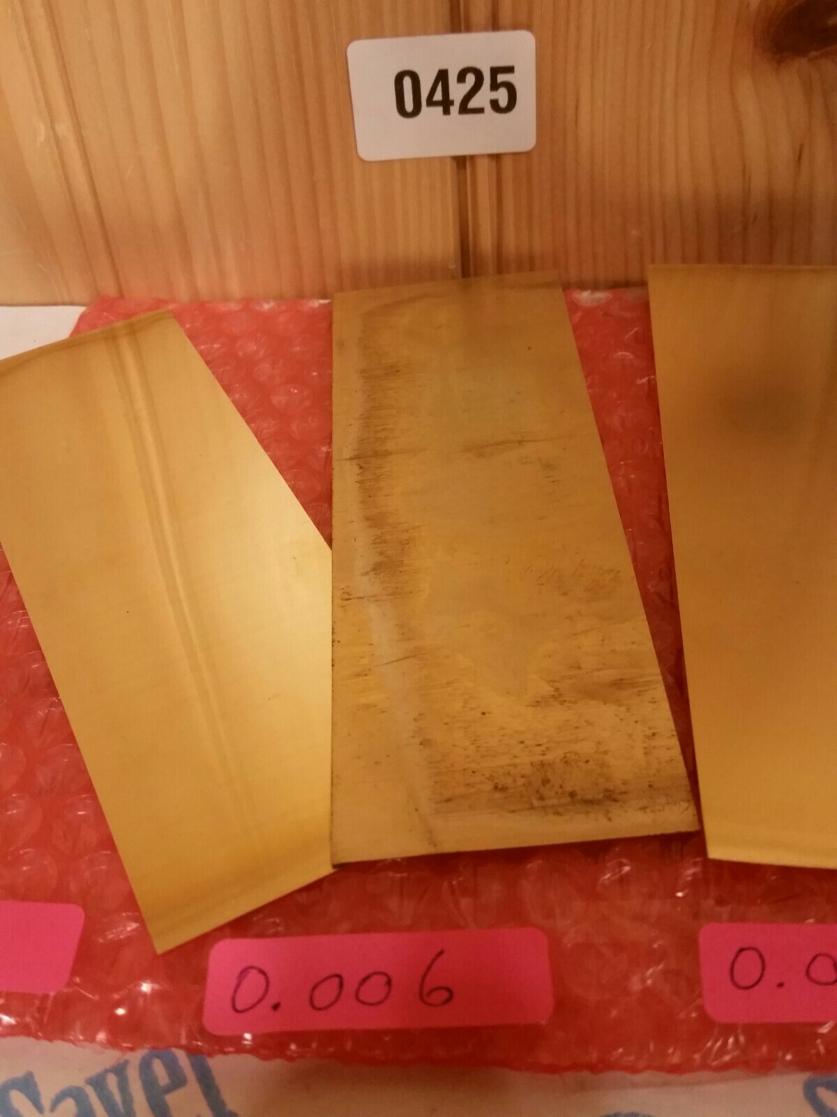 Brass Shim Stock assortment 0.008 0.006 0.004 2″x6″ 3 piece lot .008. 006. 004