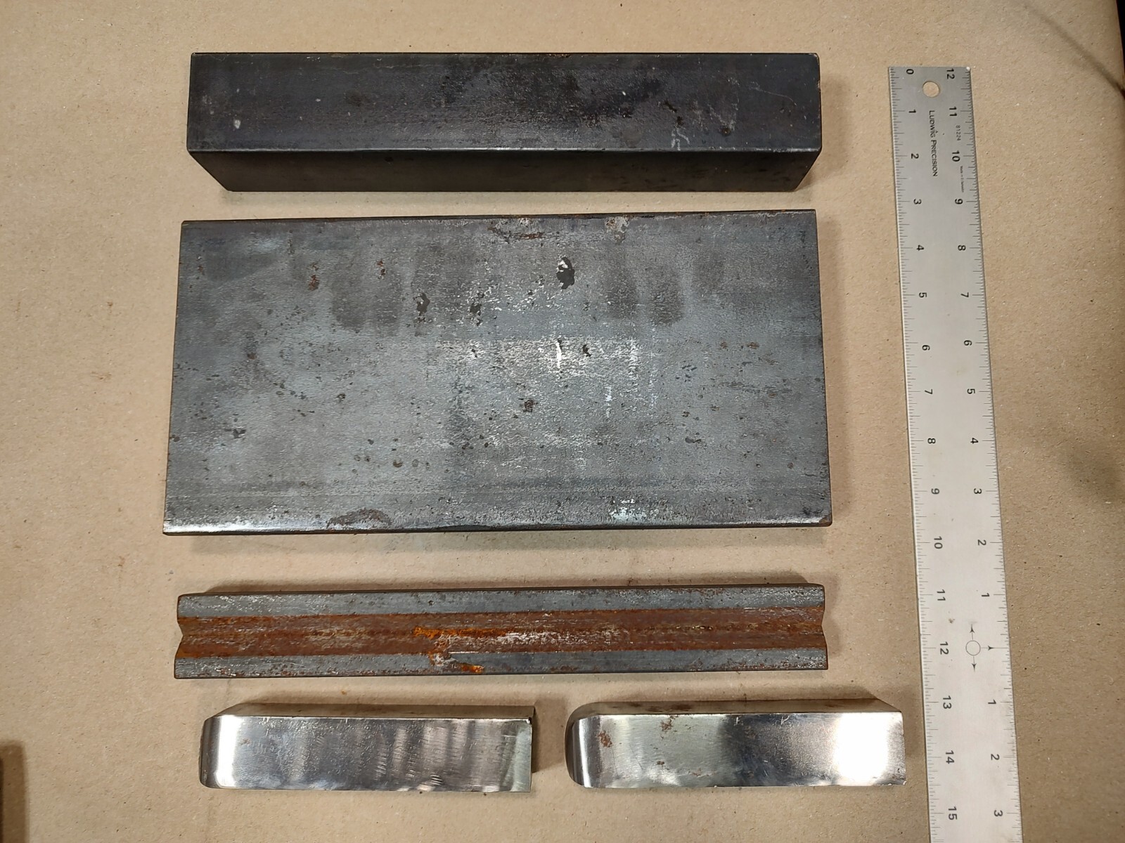 Lot Of 5, Steel Flat Bar, Square Bar Pieces
