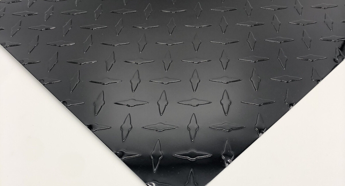 24″ x 96″ BLACK Aluminum Diamond Plate Sheet .025″ (1/40″) Trailer, RV, Garage