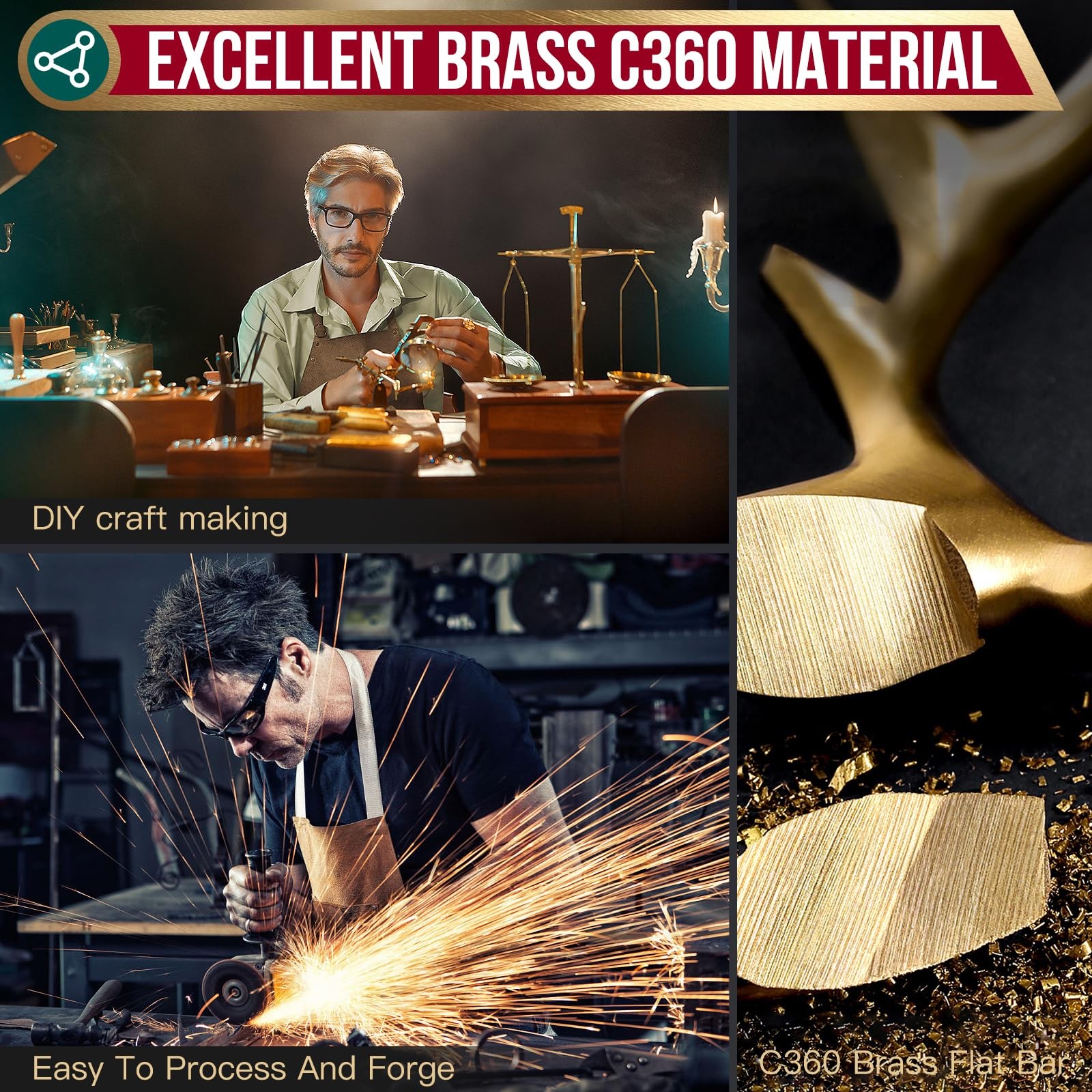1 PCS Brass Flat Bar Blank 3/16×2 Inch 12 Inch Long Solid C360 Mill Stock