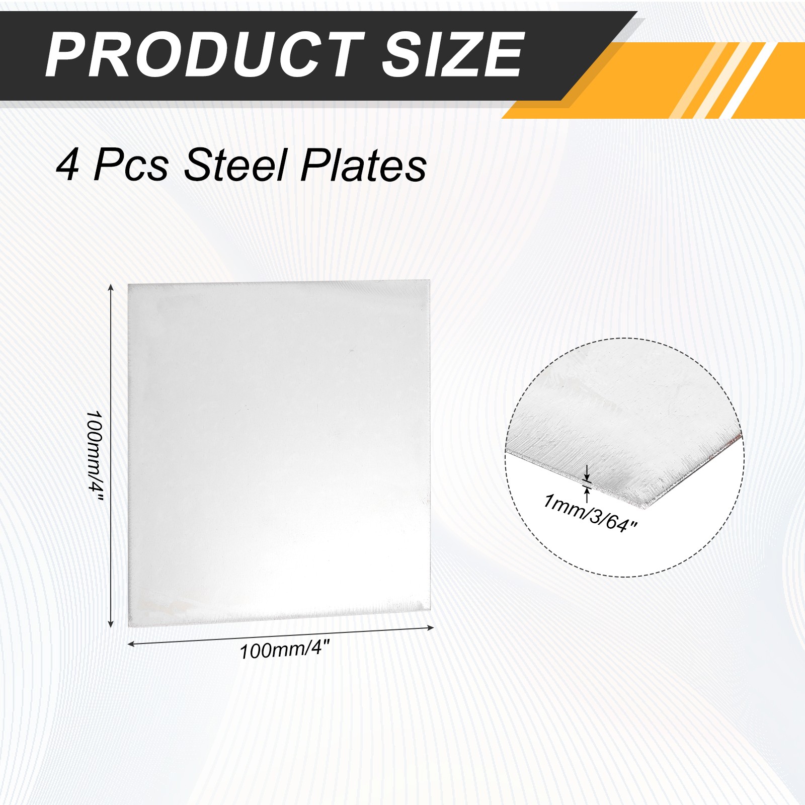 4Pcs 3/64″ Hot Rolled Steel Sheets 4″ x 4″ Steel Plate Base Silver