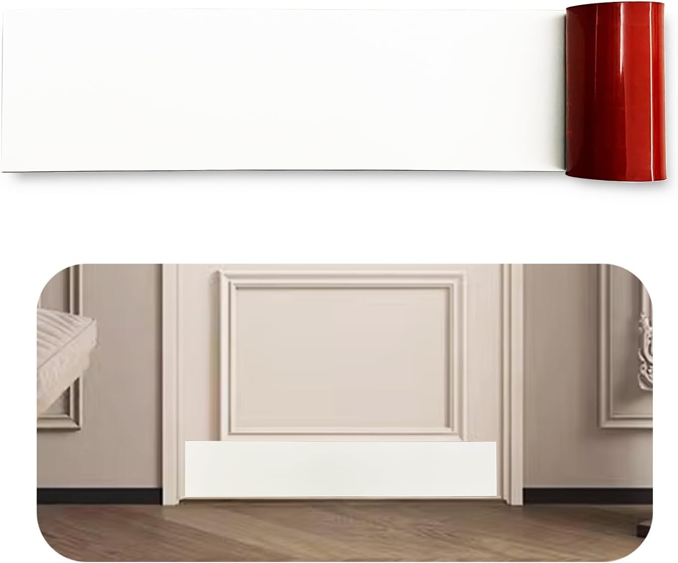 Silicone Rubber Door Kick Plate 6X30 Inch Self Adhesive White Cut-To-Fit Kickpla