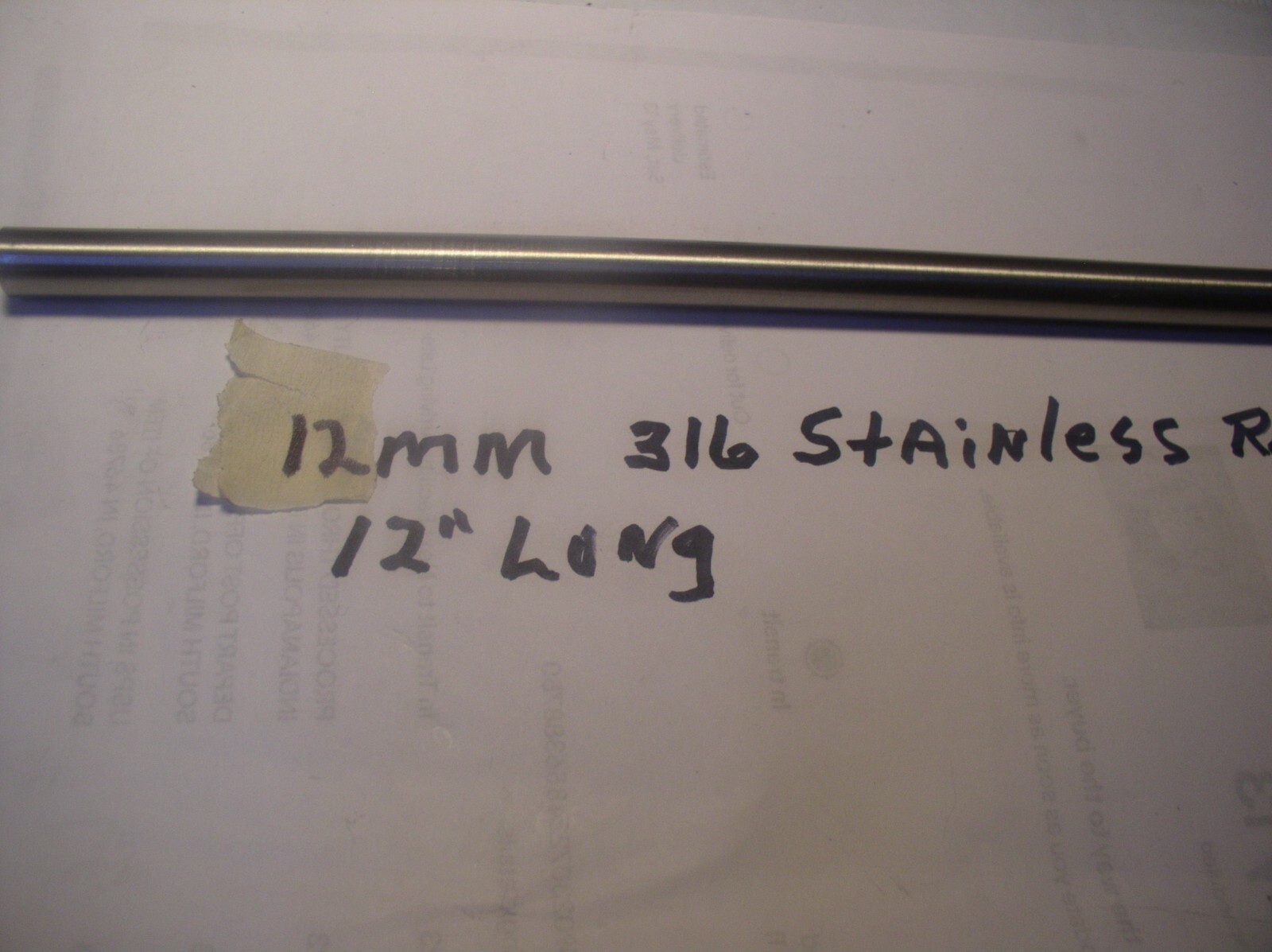 12MM” STAINLESS STEEL ROD 1 PCS. 12″LG. 316 MEDICAL OR MARINE GRADE