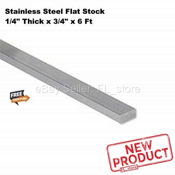 Stainless Steel Flat Stock 1/4″ x 3/4″ x 6 Feet Rectangular Bar 304 Mill NEW