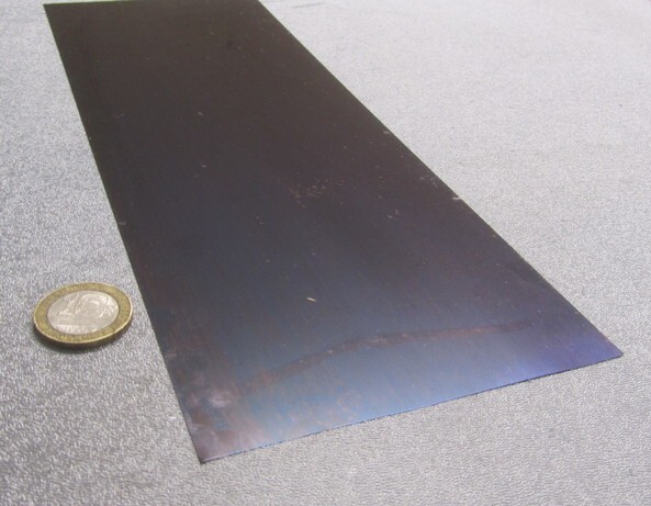 1095 Hard Blue Tempered Spring Steel Shim .015″ Thick x 4.00″ Wide x 48″ Long