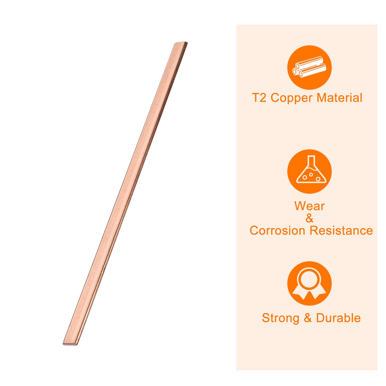 2Pcs Copper Flat Bar 1/16″ Thickness x 3/8″ Width x 8″ Length Copper Bar Stock