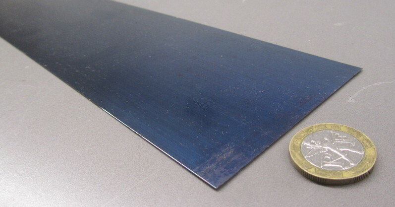 1095 Hard Blue Tempered Spring Steel Shim .016″ Thick x 3.00″ Wide x 72″ Long