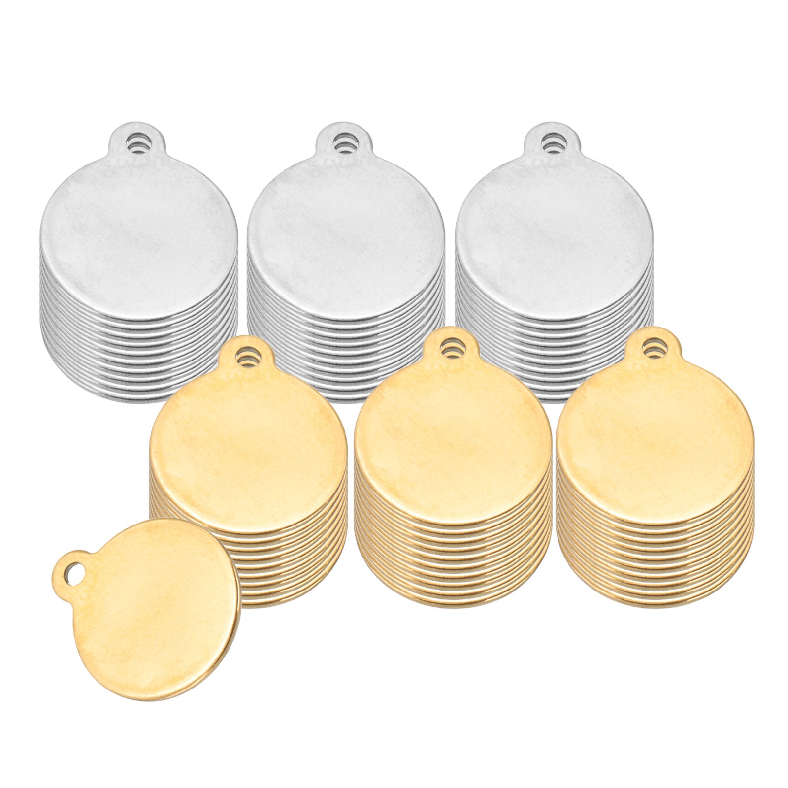 60 Pcs 1/2 Inch Round Metal Stamping Blanks, Gold Silver Blank Tags
