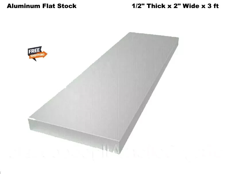 Aluminum Flat Bar Stock 1/2″ Thick x 2″ Wide x 3Ft Long Unpolished Finish Alloy