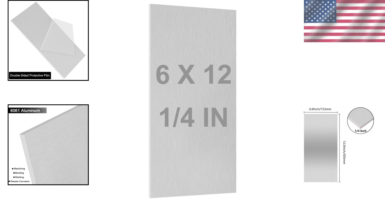 6061-T651 Aluminum Sheet 6x12x1/4 Inch – Durable & Heat Treatable Metal Plate