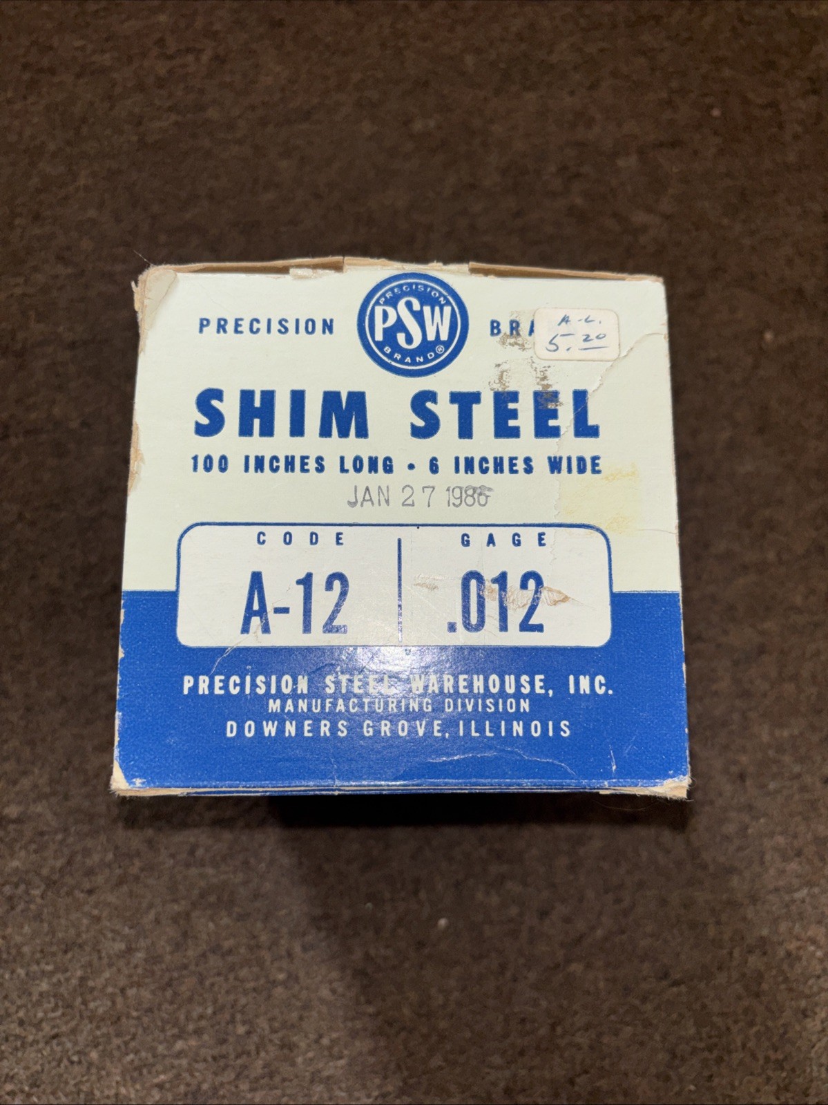 Precision Brand 16480 Steel Shim Stock Roll 0.012″ x 6″ x 100″ A-12