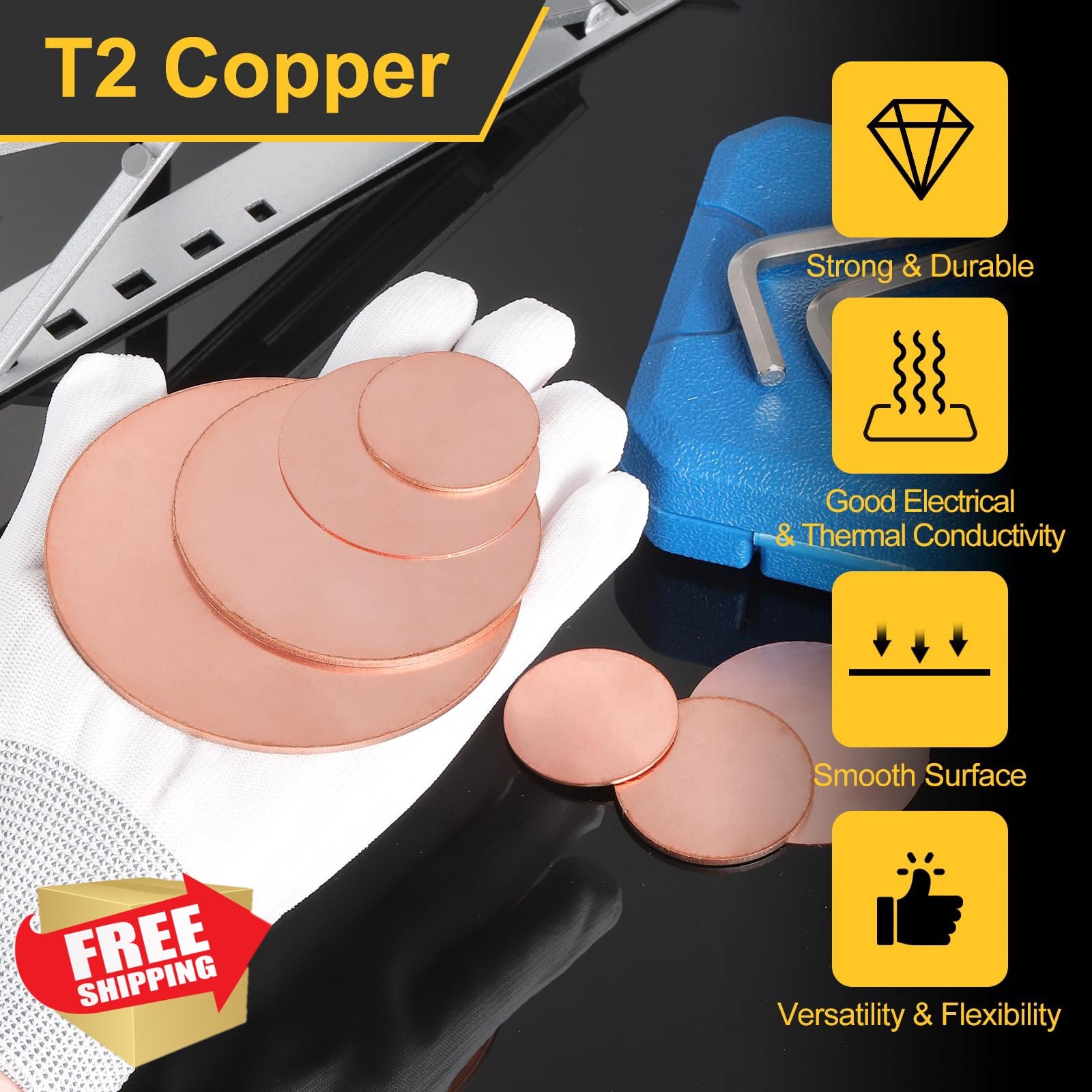 uxcell T2 Copper Round Plates 35mm Dia 6 Pcs
