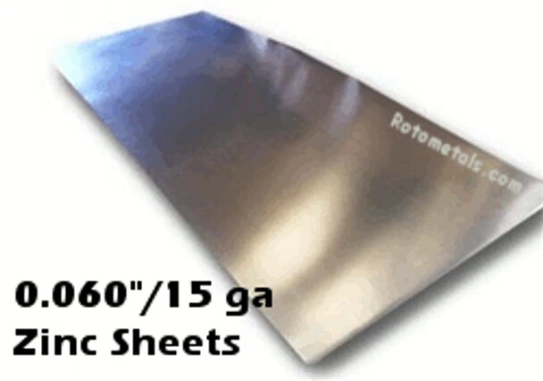 Solid Zinc Sheet – .060 inch x 8 inches x 11 inches for Countertops, Range Hoods