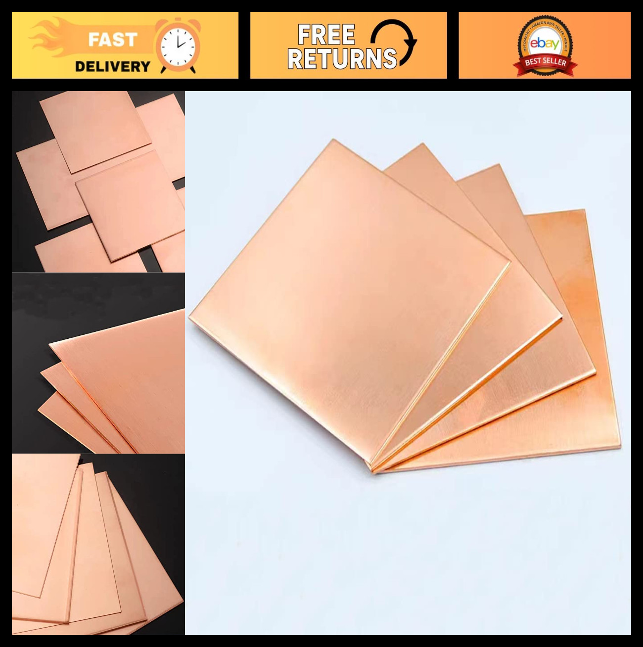 99.9% Pure Copper Sheets 6″x6″ 20 Gauge (0.8mm) – 4 Pcs Double Sided for Crafts,