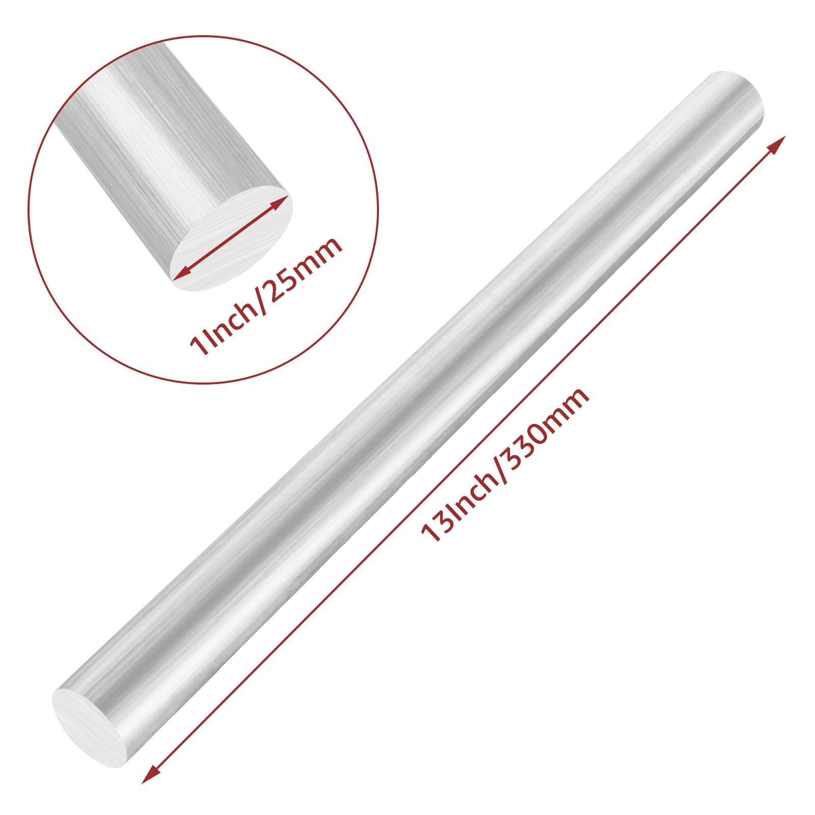 3PCS 1 Inch Solid Round Aluminum Rod, 6061, 13 inch Long, Lathe Bar Stock, DIY