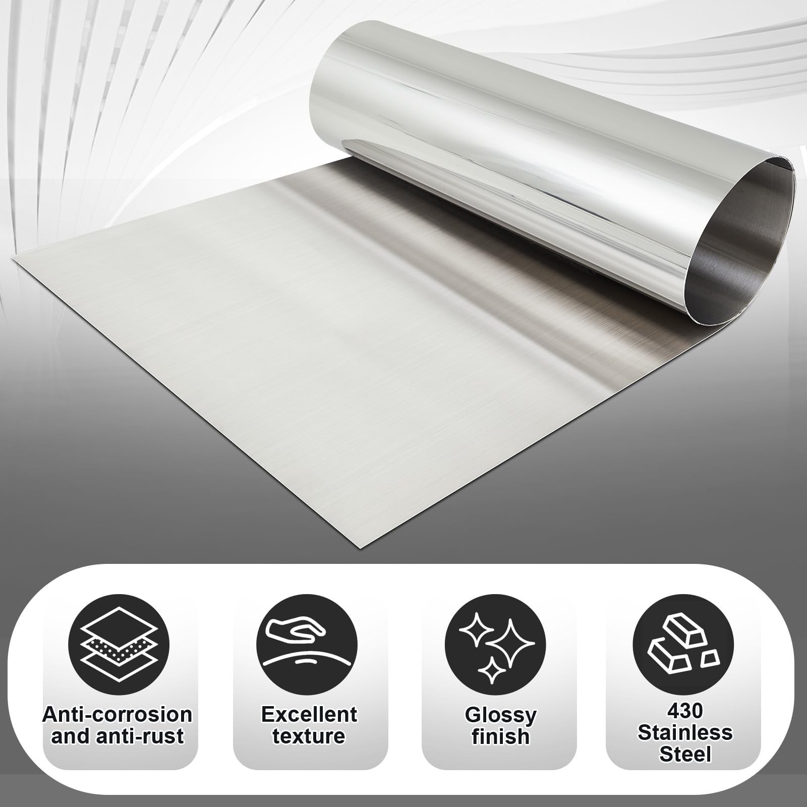 430 Stainless Steel Sheet 48″x96″ 24GA Brushed Metal Panel for Kitchen, Garage,