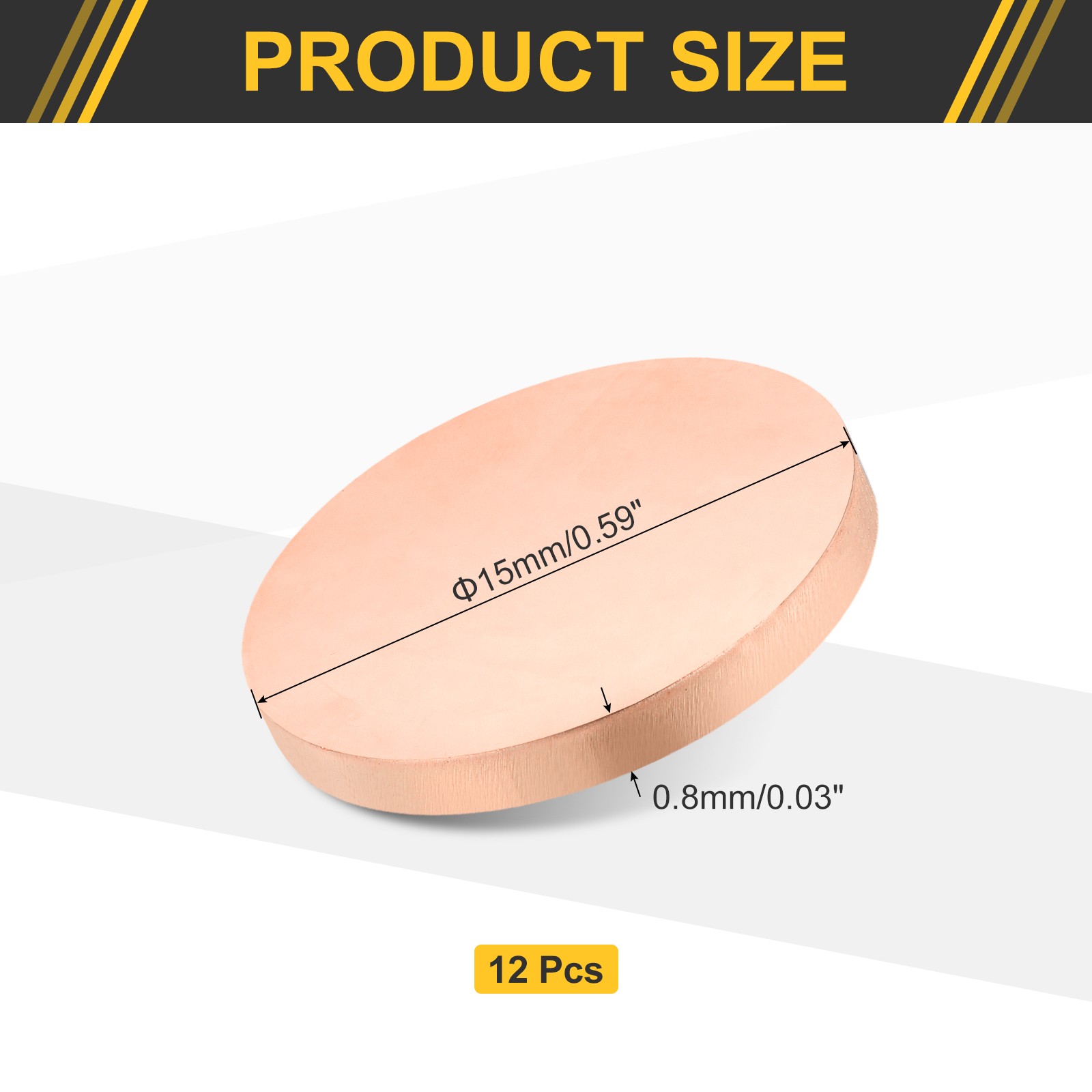 12Pcs 0.03″ Thick 0.6″ Dia C1100 Pure Copper Sheet INDUSTRIAL Copper Round Plate