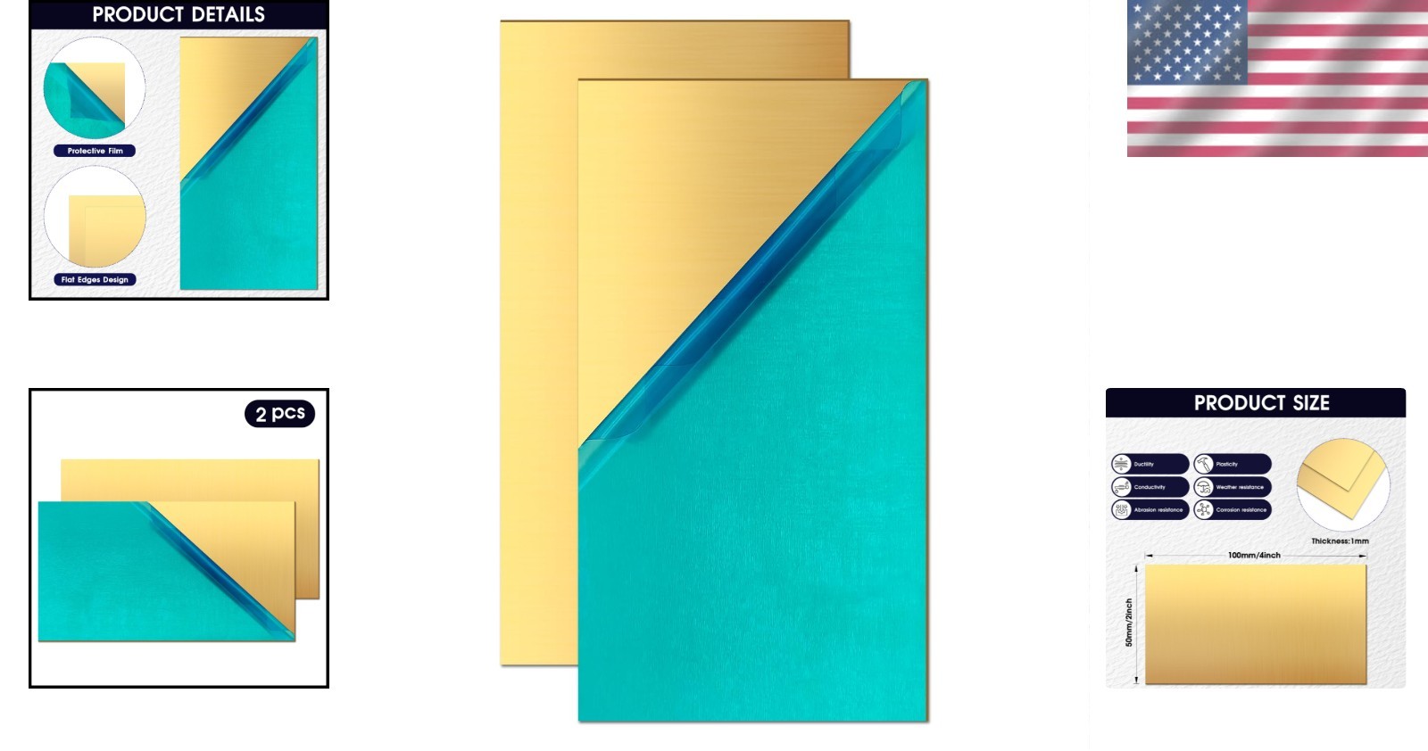 2 Pack 1mm Thick Brass Sheets 2×4 Inch – Seamless Cutting for DIY Masterpieces