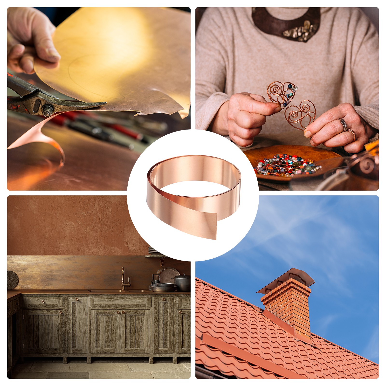 2pcs Copper Sheet Roll 0.1mm Thick Copper Flashing Strip (0.8″ Width x 3.28ft)
