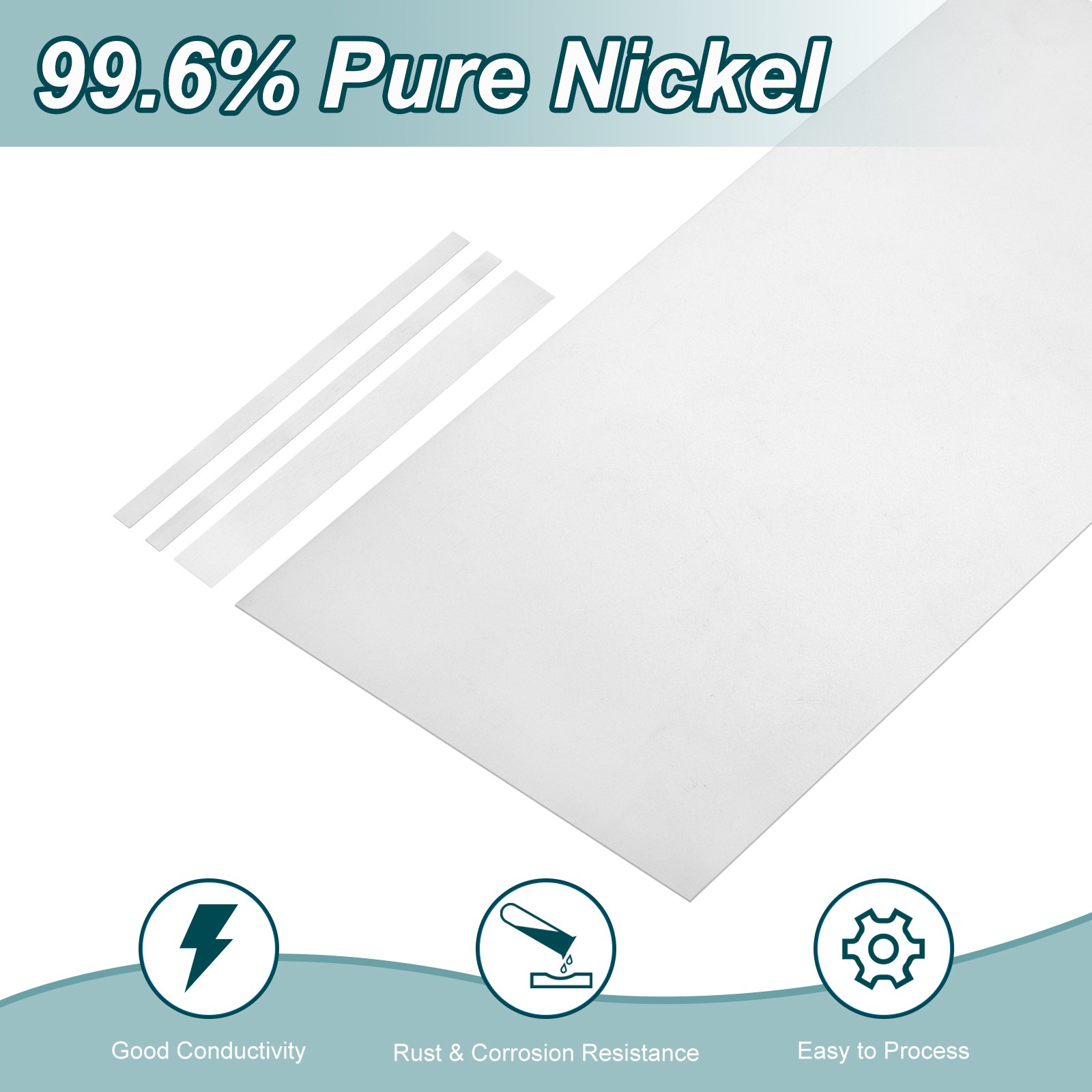 2 Pcs Pure Nickel Sheet, 99.6% Nickel Plate, 0.012″x3.94″x3.9″(0.3x100x100mm)
