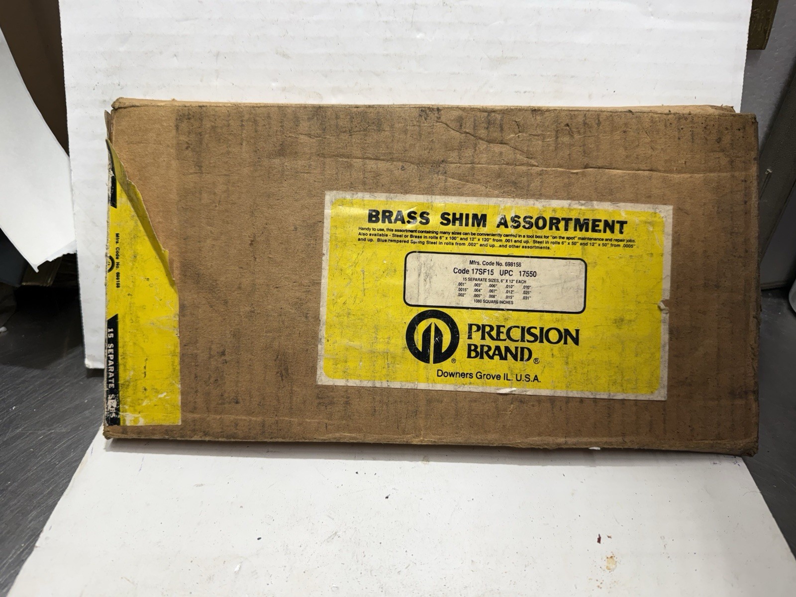 Precision Brand Brass Shim Assortment 17SF15 – 15 Sizes 6”x12” Sheets USA