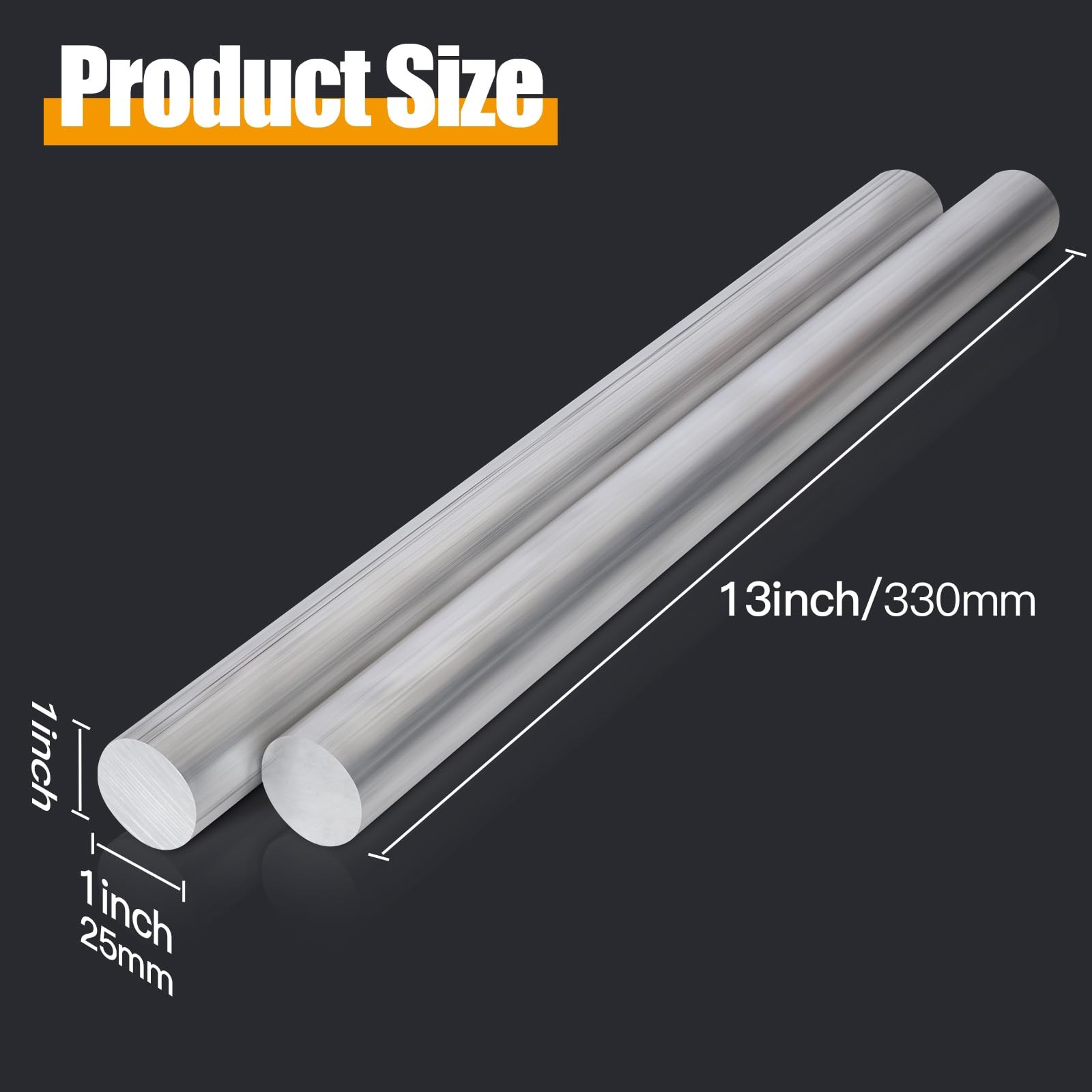 6061 T6511 Solid Aluminum Round Bar Metal Extruded Rod 1×13 Inch 2 PCS