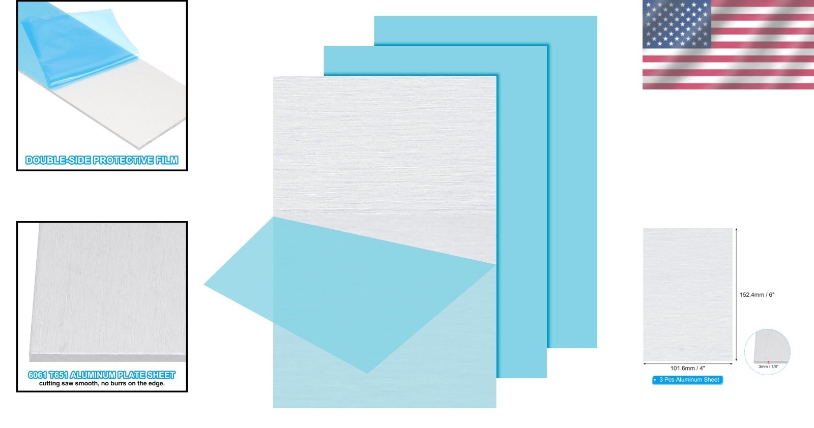 Versatile 6061 T651 Aluminum Sheets – 4×6 IN, Ideal for Engineering and Crafting