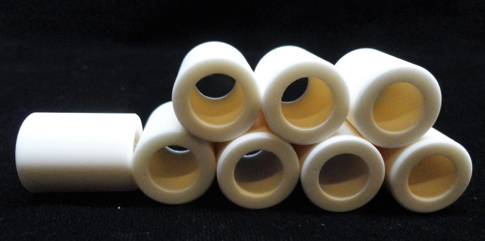 PAIR OF 0.75″ OD x 0.95” L. PRECISION DIE PRESSED HIGH ALUMINA BUSHING No.: 145
