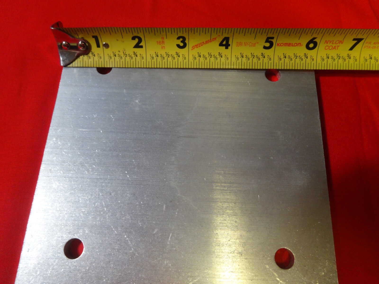 1/4″ X 6″ ALUMINUM BAR 6″ IN LENGTH with 4 holes for 3/8″ bolts