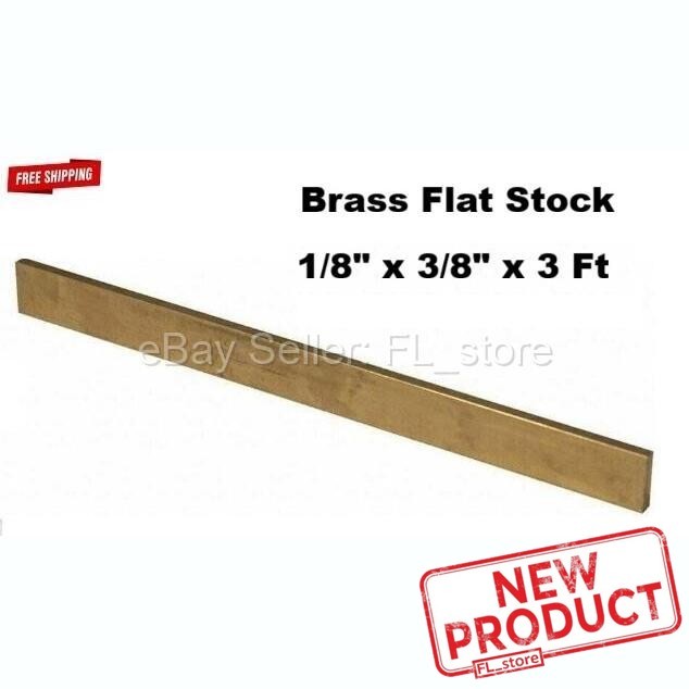 Brass Flat Stock 1/8″ x 3/8″ x 3 Feet Long 360 Alloy Mill Solid 36″ Length NEW