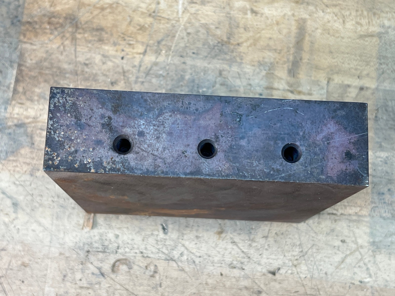 H13 tool steel flat bar stock 6 1/8 x 5 3/4 x 1 1/2 (holes on 1 end) – 15 lb