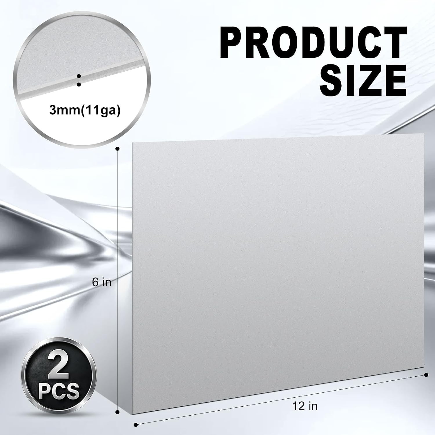 430 Stainless Steel Sheets, 2 Pc, 12″ x 6″, 11GA, Magnetic Board, Silver